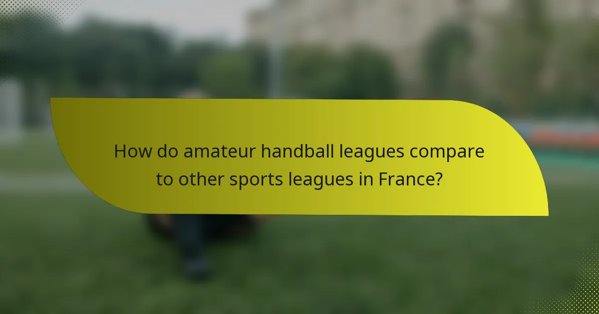 How do amateur handball leagues compare to other sports leagues in France?