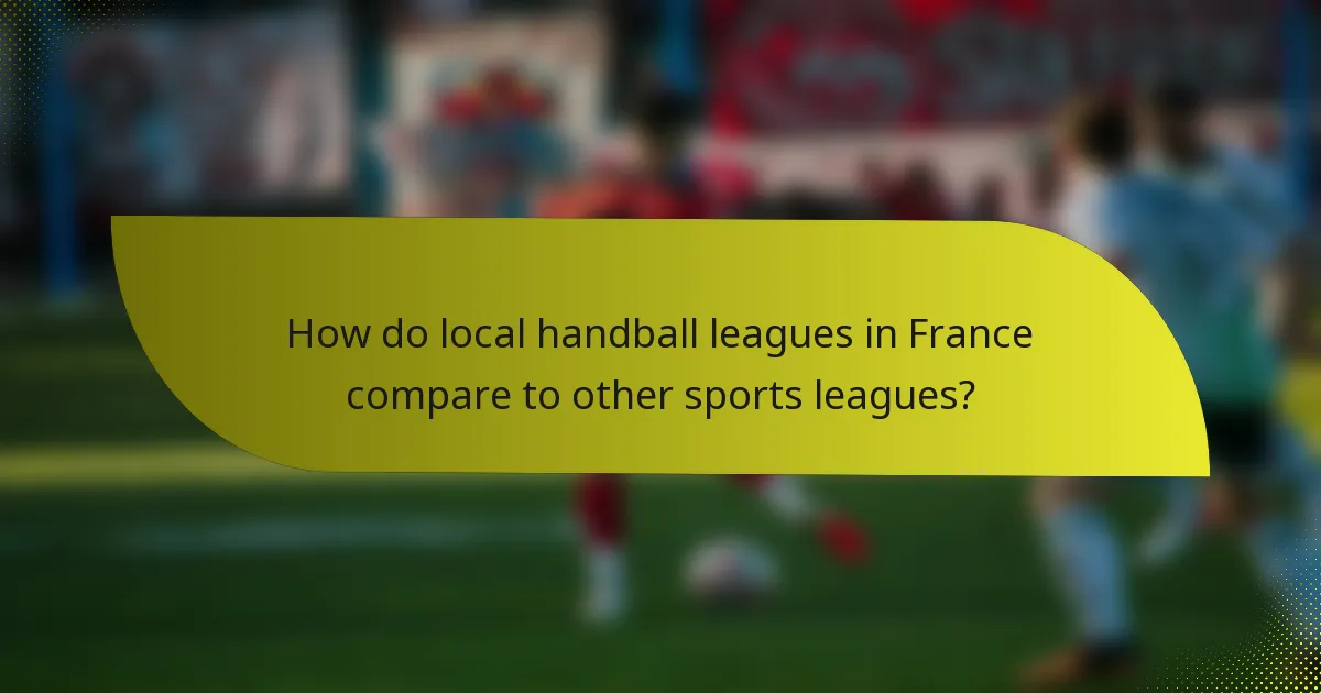 How do local handball leagues in France compare to other sports leagues?