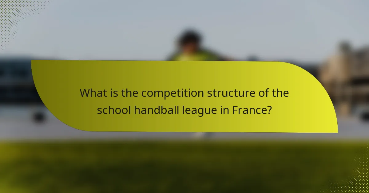 What is the competition structure of the school handball league in France?