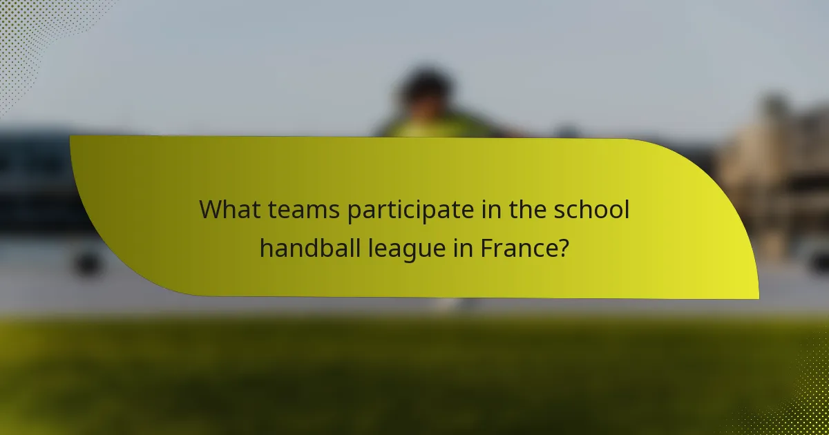 What teams participate in the school handball league in France?